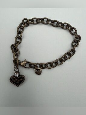 Brighton Heart Charm Bracelet Rhinestone Twisted Chain